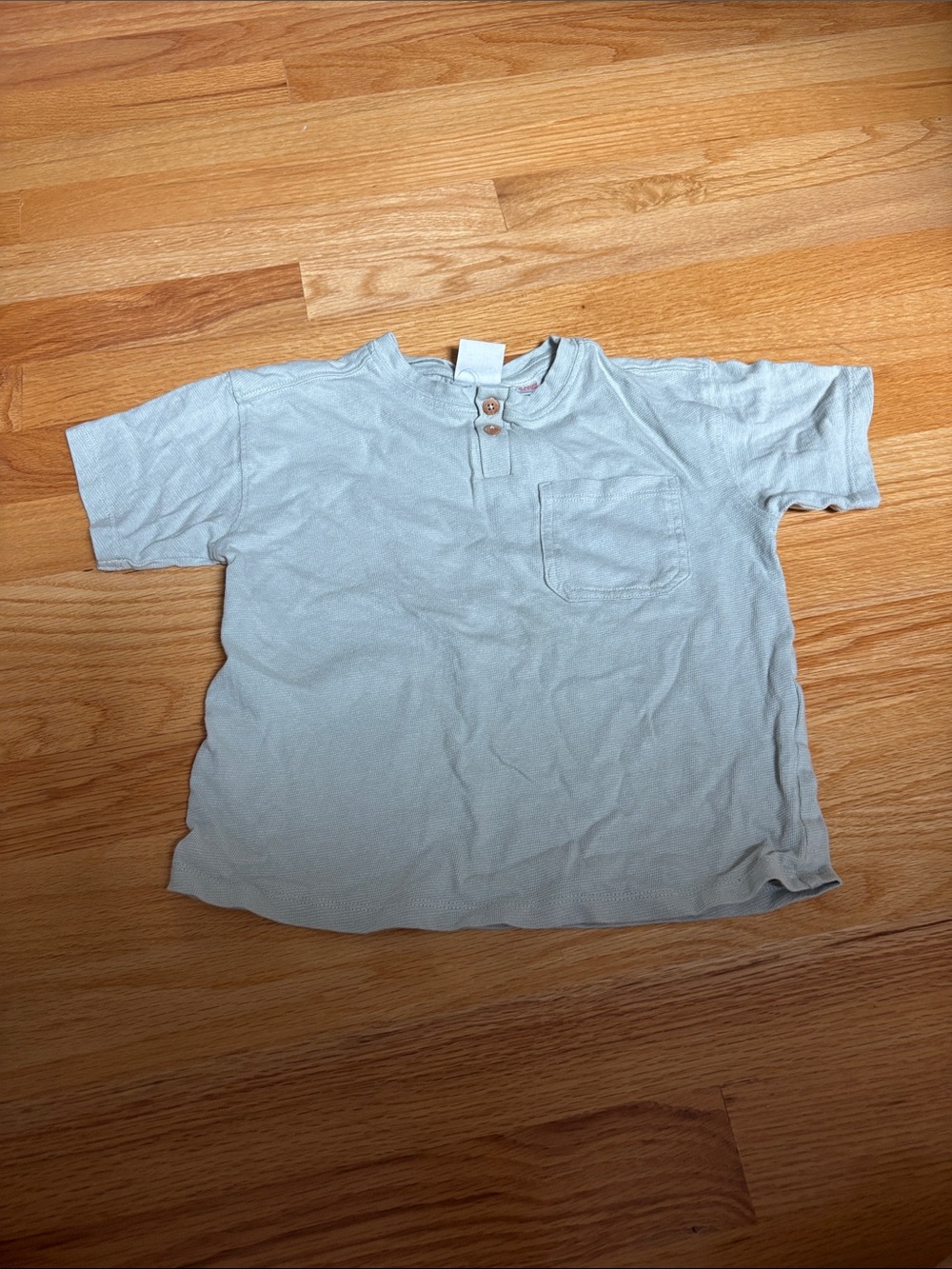Zara Light Blue Short Sleeve Henley Pocket Tee